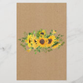 ブライダルシャワーゲーム素朴ひまわりビンゴカード チラシ (裏面)