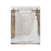 ブライダルシャワーゲーム素朴イン木とレースデザイン ノートパッド (回転)