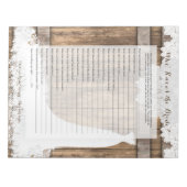 ブライダルシャワーゲーム素朴イン木とレースデザイン ノートパッド (正面)