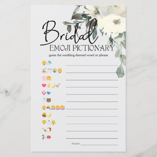 ブライダルシャワーゲーム絵文字の絵文字ホワイトフローラ (正面)