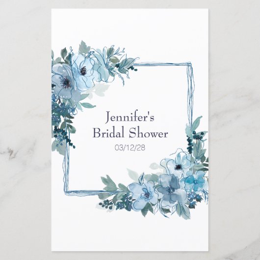 ブライダルシャワーゲーム絵文字の青いバラ (裏面)