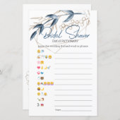 ブライダルシャワーゲーム絵文字の青い金ゴールド (正面/裏面)