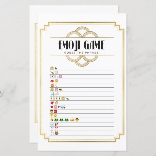 ブライダルシャワーゲーム絵文字ゲームのアールデコ (正面/裏面)