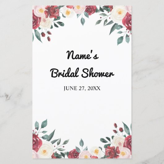 ブライダルシャワーゲーム絵文字ゲームのフローラ (裏面)