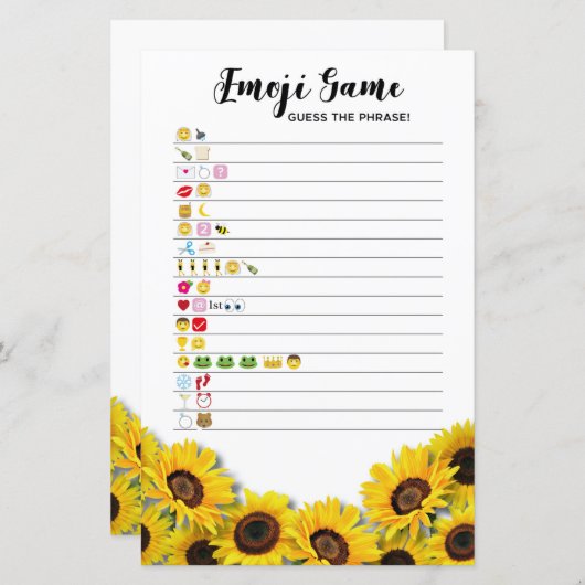 ブライダルシャワーゲーム絵文字ゲームひまわり (正面/裏面)