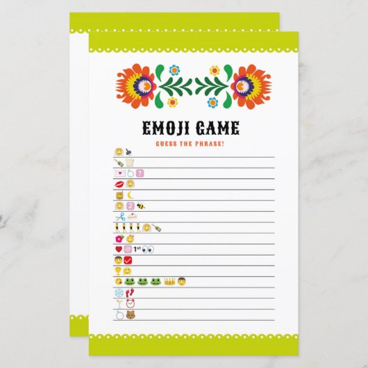 ブライダルシャワーゲーム絵文字ゲームフェスタを推測 (正面/裏面)