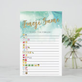 ブライダルシャワーゲーム絵文字ゲームブルー金ゴールド (スタンド正面)