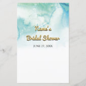 ブライダルシャワーゲーム絵文字ゲームブルー金ゴールド (裏面)