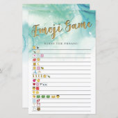 ブライダルシャワーゲーム絵文字ゲームブルー金ゴールド (正面/裏面)