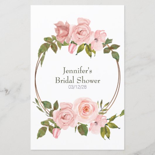 ブライダルシャワーゲーム絵文字ピンクのバラ (裏面)