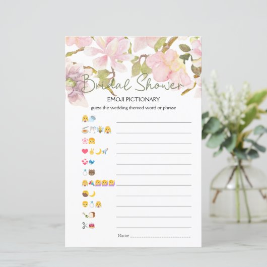 ブライダルシャワーゲーム絵文字ピンク赤面 (スタンド正面)