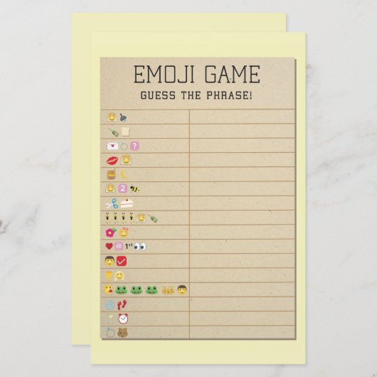 ブライダルシャワーゲーム絵文字ライブラリカードを推測 (正面/裏面)