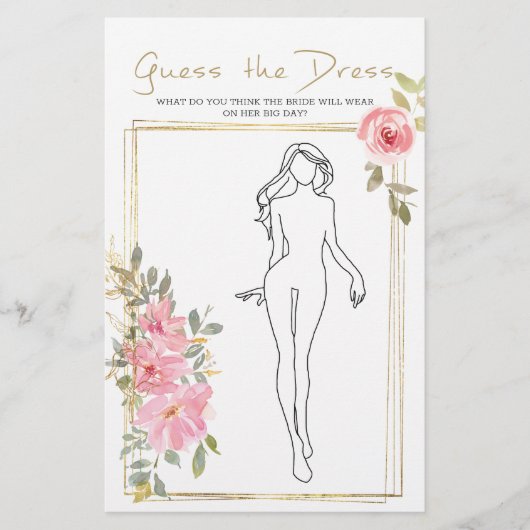 ブライダルシャワーゲーム緑豊かなblusドレスフライヤーを推測 チラシ (正面)