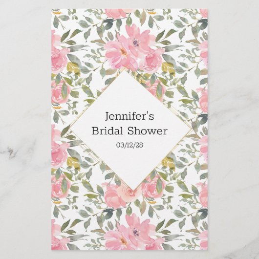 ブライダルシャワーゲーム緑豊かなblusドレスフライヤーを推測 チラシ (裏面)