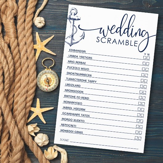 ブライダルシャワーゲーム航海のいかりスクランブル