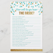 ブライダルシャワーゲーム花嫁のことをどれくらい知ってる？ (正面)