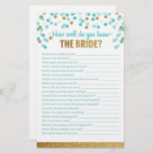 ブライダルシャワーゲーム花嫁のことをどれくらい知ってる？ (正面/裏面)