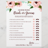 ブライダルシャワーゲーム花嫁または花婿フローラ (正面)