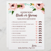 ブライダルシャワーゲーム花嫁または花婿フローラ (正面/裏面)