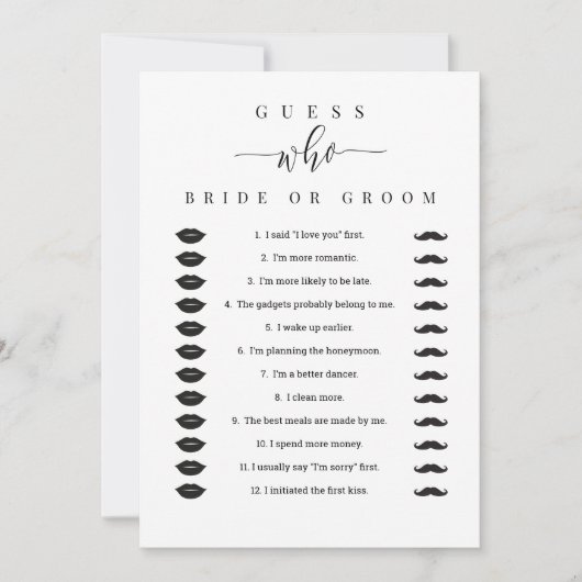 ブライダルシャワーゲーム誰が新郎新婦と言った？ 招待状 (正面)