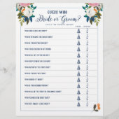 ブライダルシャワーゲーム誰が花嫁または花婿ゲームを推測 (正面)