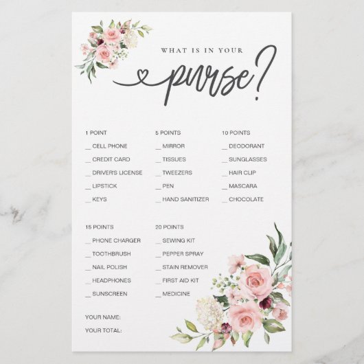 ブライダルシャワーゲーム財布の中身は？ (正面)