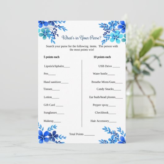 ブライダルシャワーゲーム財布ゲームの中身 招待状 (スタンド正面)