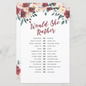 ブライダルシャワーゲーム財布ゲームの赤い部分 (正面/裏面)