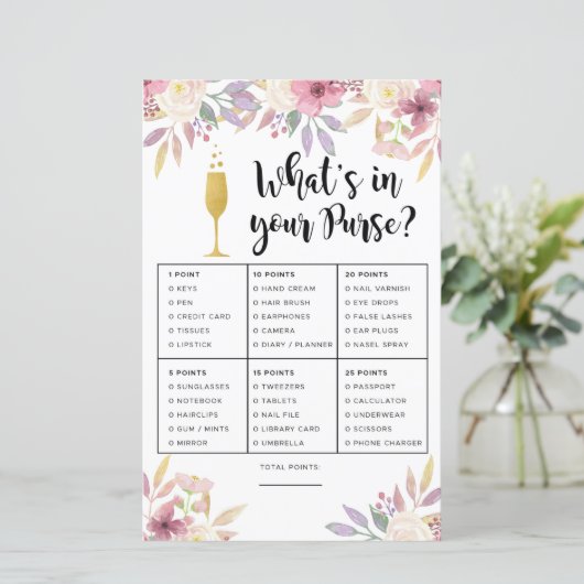 ブライダルシャワーゲーム財布シャンパンの中身 (スタンド正面)