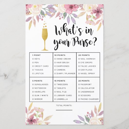 ブライダルシャワーゲーム財布シャンパンの中身 (正面)