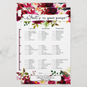 ブライダルシャワーゲーム財布/ビンゴ，ブルゴーニュフローラ (正面/裏面)