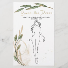 ブライダルシャワーゲーム金ゴールドセージ推測ドレスカード チラシ