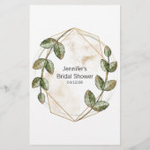 ブライダルシャワーゲーム金ゴールドセージ推測ドレスカード チラシ (裏面)