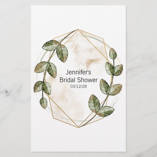 ブライダルシャワーゲーム金ゴールドセージ推測ドレスカード チラシ (裏面)