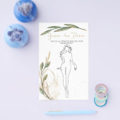 ブライダルシャワーゲーム金ゴールドセージ推測ドレスカード チラシ (シングル)