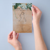 ブライダルシャワーゲーム ウェディングドレスを当てる 花柄 ウッド ボード チラシ (ハンドル)