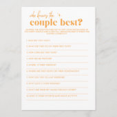 ブライダルシャワーゲーム – カップルを知る最高の人 プログラム (正面)