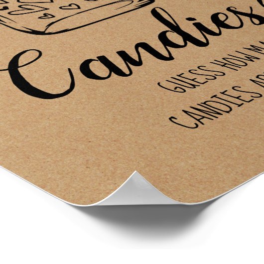 ブライダルシャワーゲーム キャンディの数サイン ポスター (角)