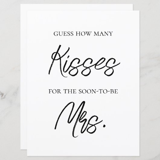 ブライダルシャワーゲーム – ミセスのキス (正面/裏面)