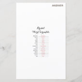 ブライダルシャワーゲーム – ワードスクランブル (裏面)