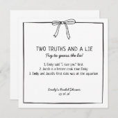 ブライダルシャワーゲーム「二つの真実と嘘」おもしろい事実 ノートカード (正面/裏面)