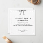ブライダルシャワーゲーム「二つの真実と嘘」おもしろい事実 ノートカード (正面/裏面インサイチュ)