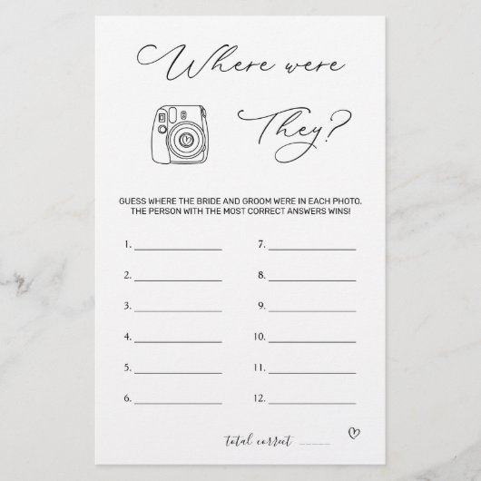 ブライダルシャワーゲーム 便箋 (正面)