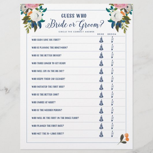 ブライダルシャワーゲーム 推測!花嫁?それとも花婿? (正面)