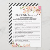ブライダルシャワーゲーム – 新郎は何と言った 招待状 (正面/裏面)