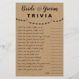 ブライダルシャワーゲーム 花嫁と花婿のトリビアカード チラシ