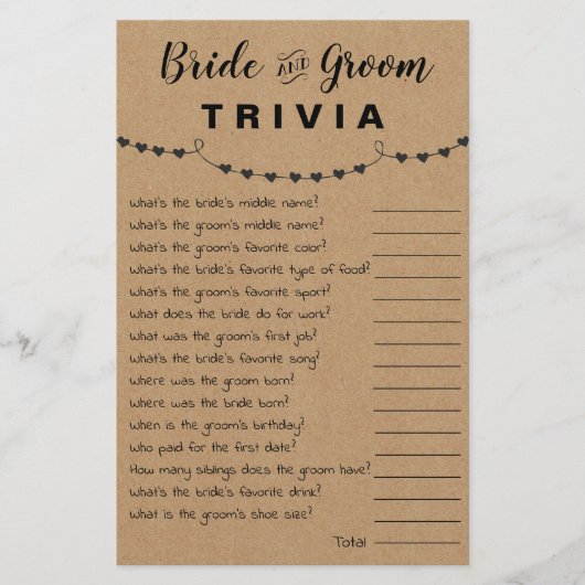 ブライダルシャワーゲーム 花嫁と花婿のトリビアカード チラシ (正面)