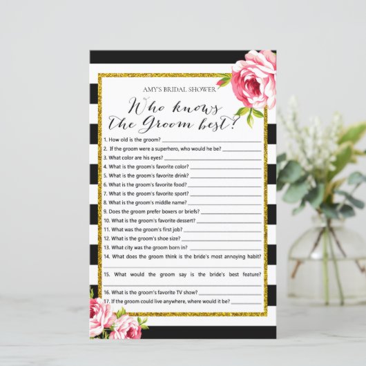 ブライダルシャワーゲーム – 誰が新郎を知っている最高のか (スタンド正面)
