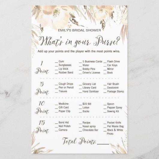 ブライダルシャワーゲーム – 財布狩りゲーム (正面)