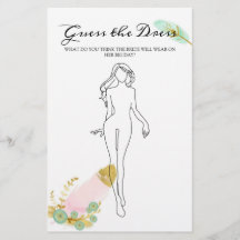 ブライダルシャワーゲームBoho羽はドレスを推測